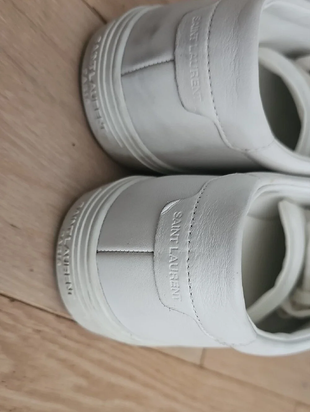 Saint Laurent White Leather Low-Top Sneakers - Minimal Lace-Up